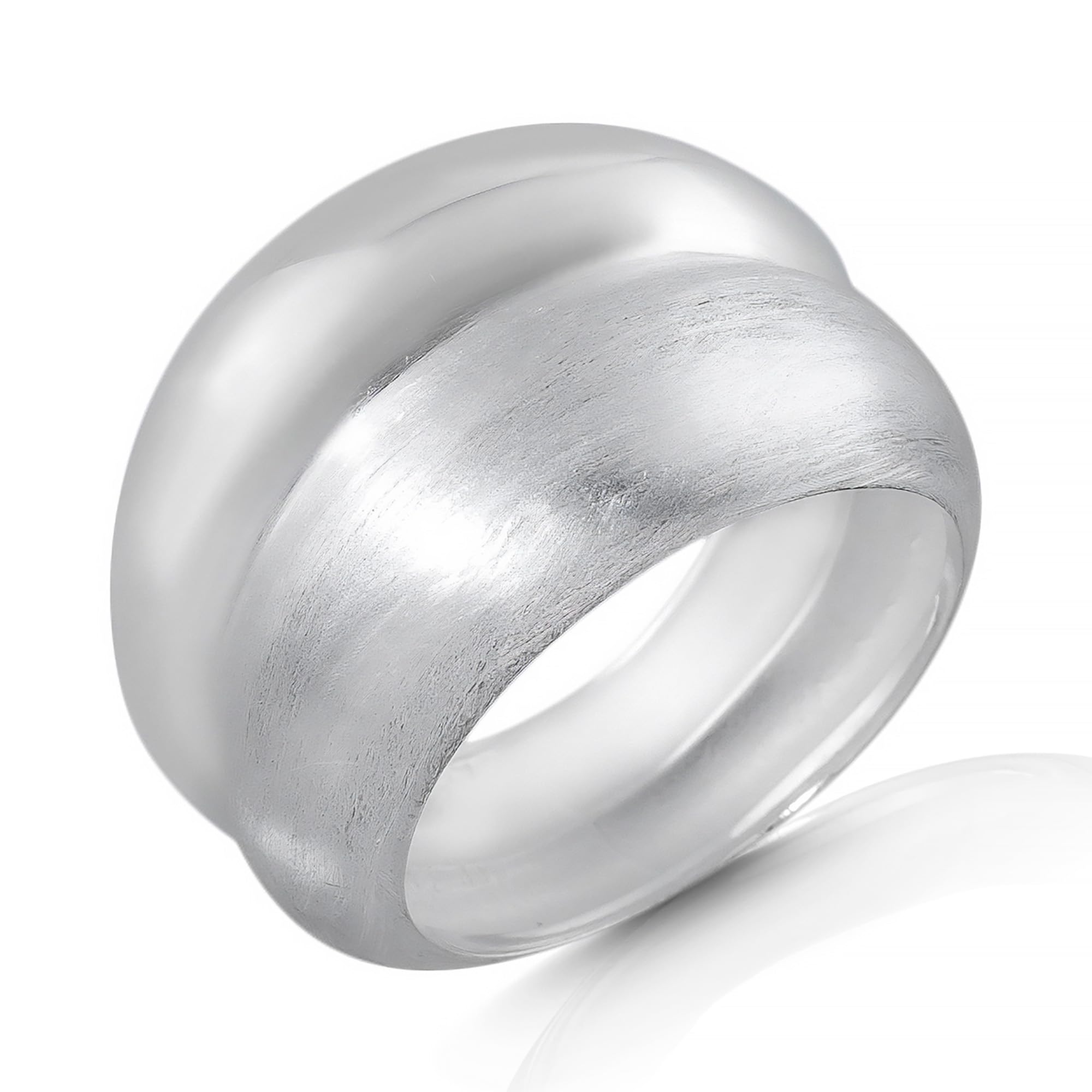 Cassini Mattierter doppelter Ring aus 925er Sterling Silber, breit, Damen Ring 3RAC