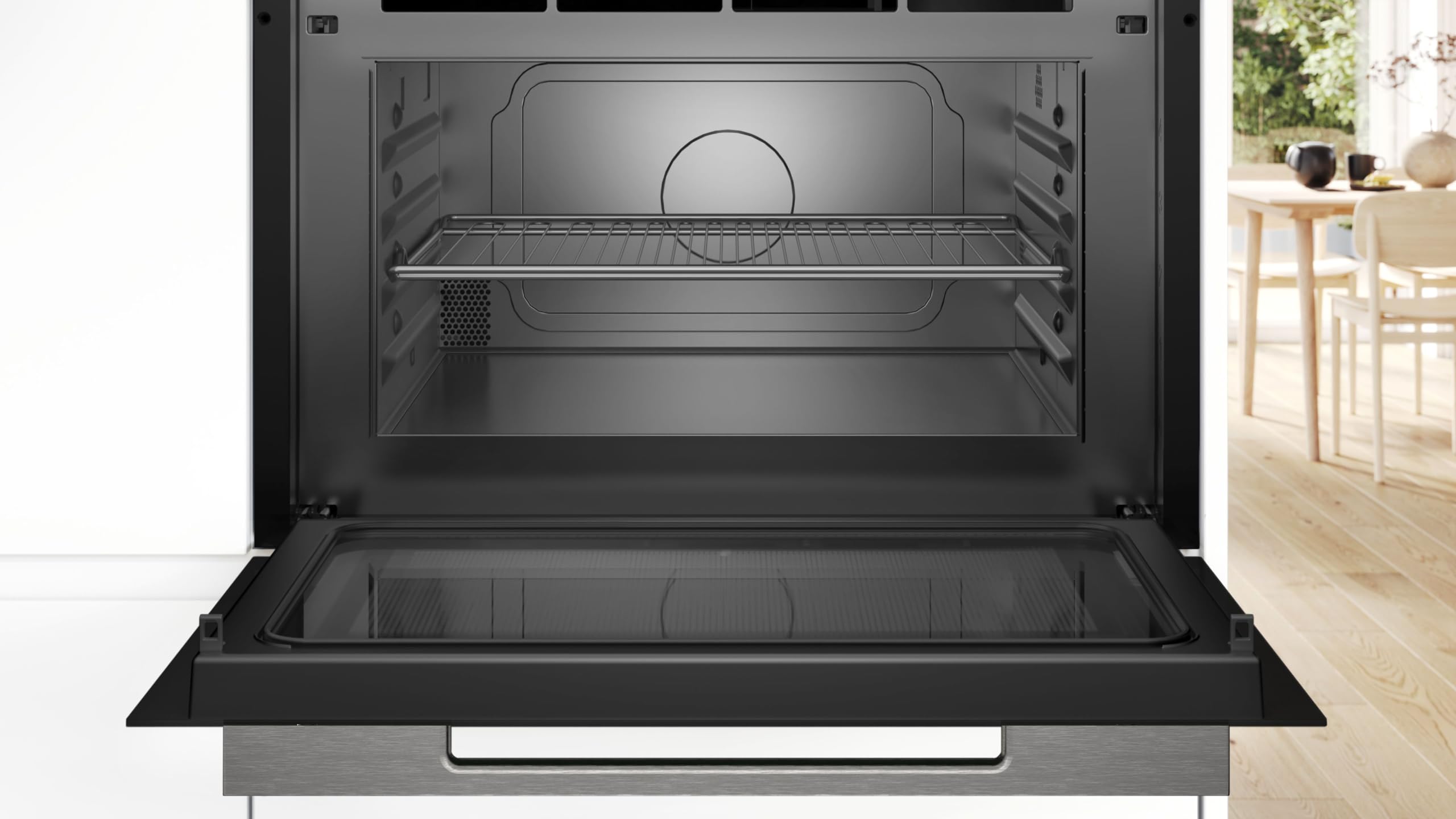 Bosch CEG732XB1 Serie 8 Einbau-Mikrowelle, Schwarz, AutoPilot, 10 Automatikprogramme, LED-Beleuchtung gleichmäßige Ausleuchtung, Klapptür, 45 x 60 cm, 1000 W