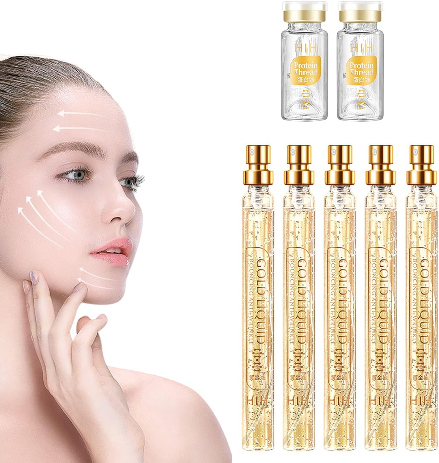 Face Lifting Threads, Moisturizing, Gold Face Active Collagens Silk ...