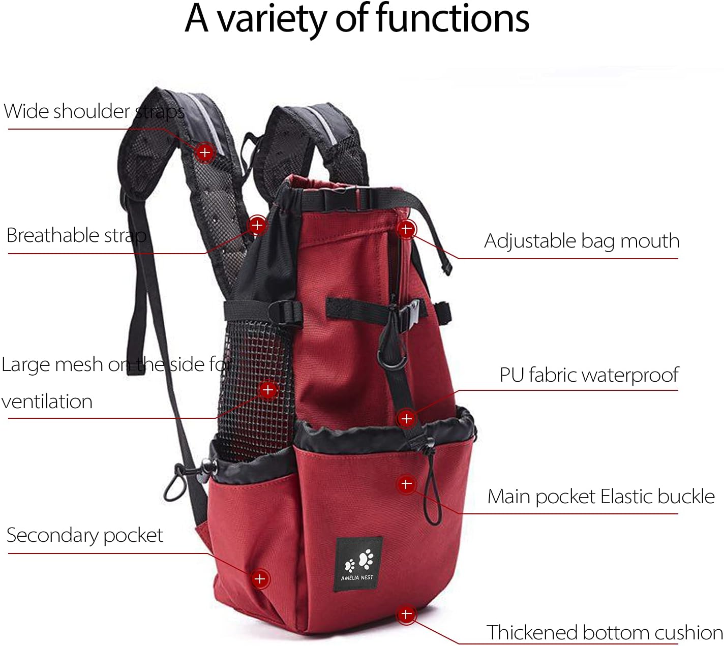 PETCUTE Dog Cat Carrier Backpack dog travel bag backpack for Puppy cat Breathable pet carrier bag with Adjustable bag mouth waterproof backpack for pet Up to 10KG - Image 4