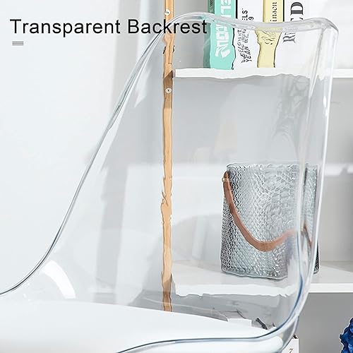 Miniatura 5 de Silla de escritorio de acrílico transparente, moderna silla de fantasma con ruedas, bonita silla de plástico sin brazos con altura ajustable