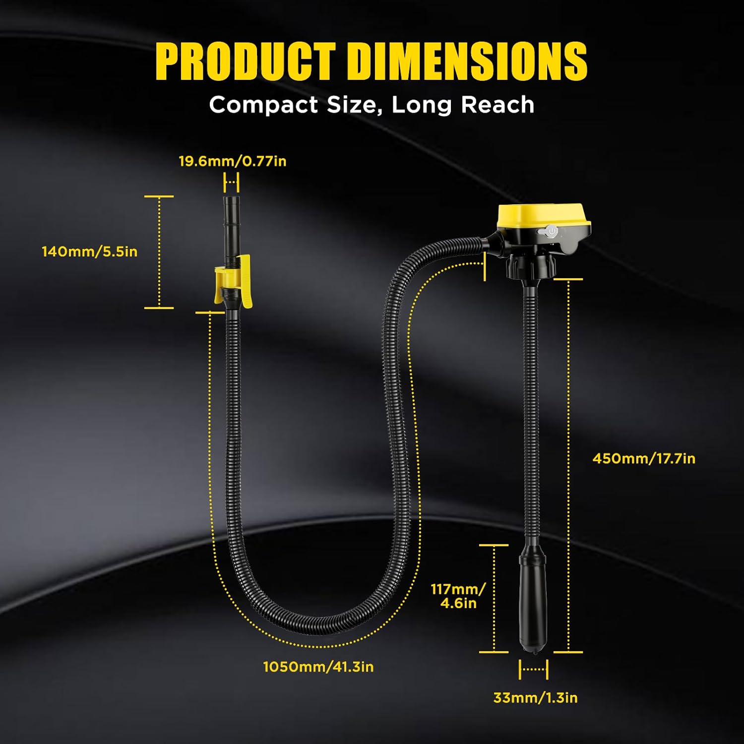 Cordless Fuel Transfer Pump with Flexible Hose, Battery Powered, Compatible with DeWalt 20V & Milwaukee 18V Batteries,Auto-Stops, High-Flow 3.2GPM, 3-size adapters,Portable Fuel Pumping