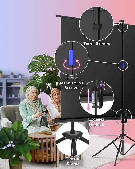 100 Projector Screen with Stand & Universal Projector Tripod Stand