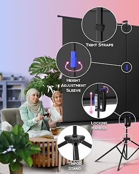 100 Projector Screen with Stand & Universal Projector Tripod Stand