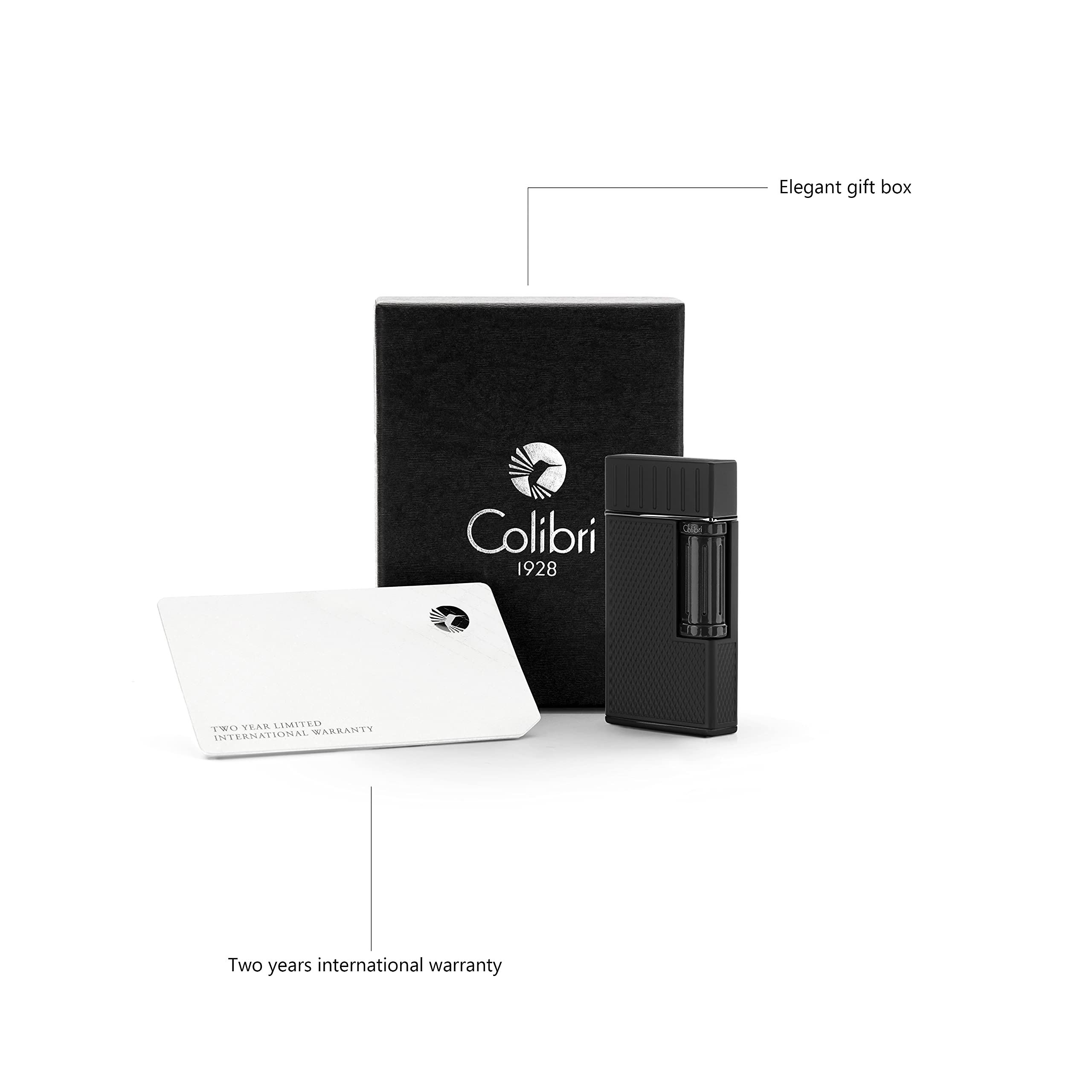 Colibri Julius feuerzeug mit Doppel Flamme | nachfüllbar | fur Zigarren und Zigaretten | Premium-Metallkonstruktion | Elegante Geschenkbox | Zwei Jahre Garantie | füllbar mit Butan, Nicht enthalten