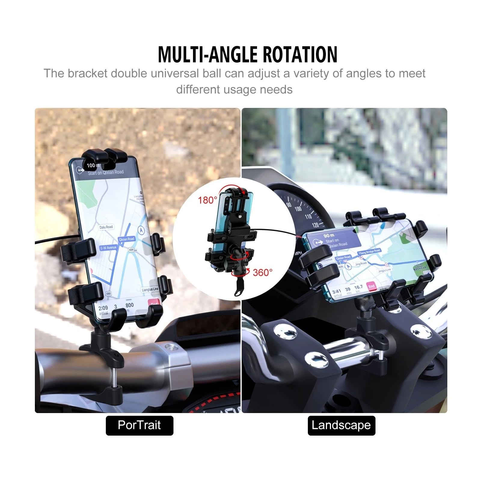 Soportes para Moto Soporte para Teléfono Móvil para Manillar De Motocicleta Resistente Al Agua con Espejos GPS Y Cargador USB