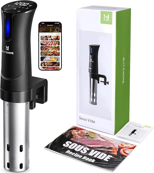 BLITZHOME Sous Vide Cooker, WiFi 1100W Sous Vide Machine with APP Recipes, Accurate Temperature & Timer, Stainless Ultra Quiet Precision Immersion Circulator Gift for Chefs
