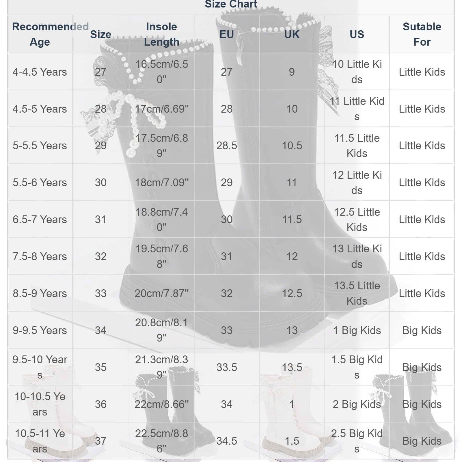 Mädchen Stiefel Perlen Schleife Boot Langschaft Leder Reitstiefel