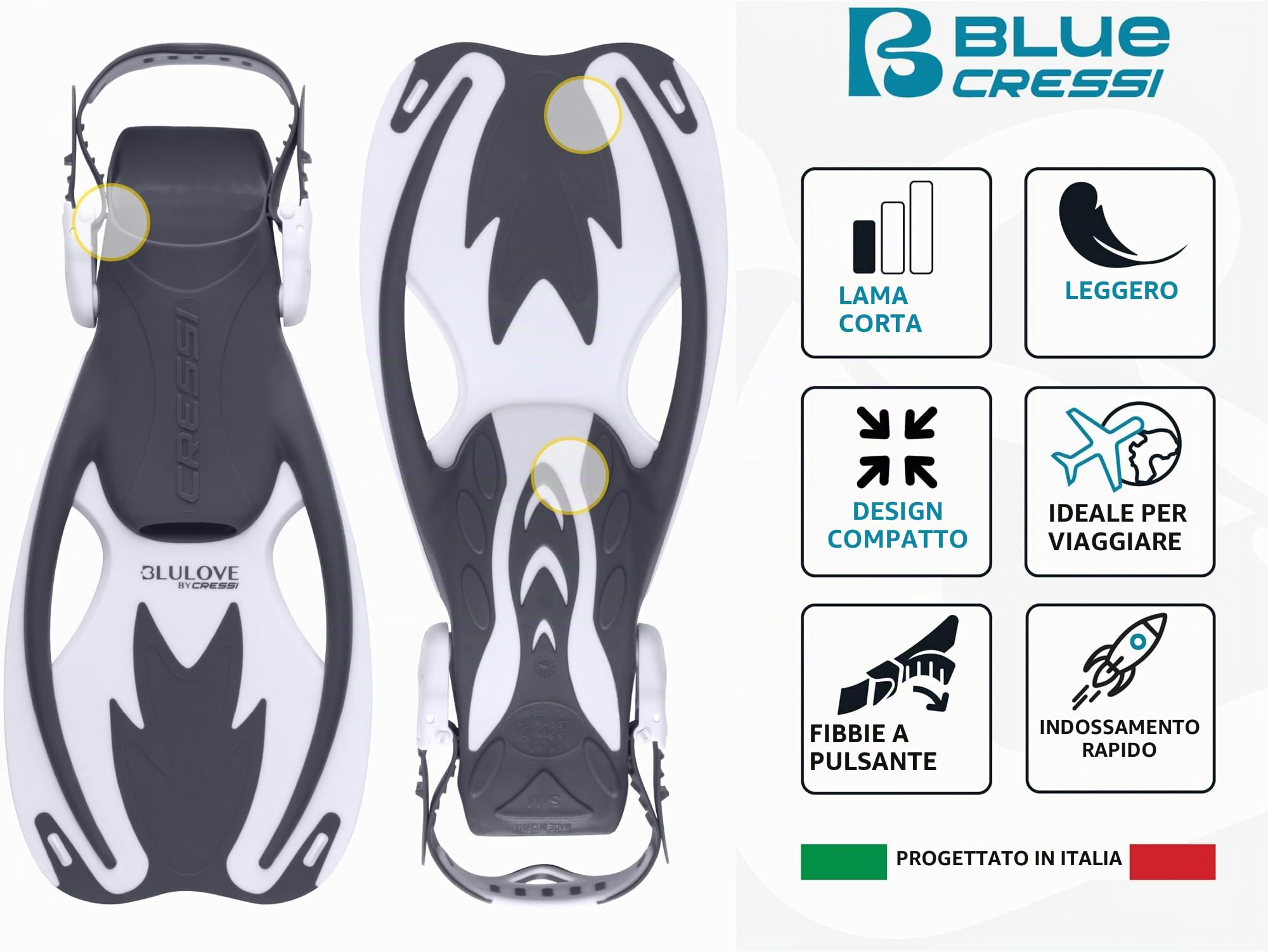 CRESSI Rocks Kids Snorkelling Fins Adjustable Fit Kids Flippers Vented Blade Swim Fins For Snorkel Adventures