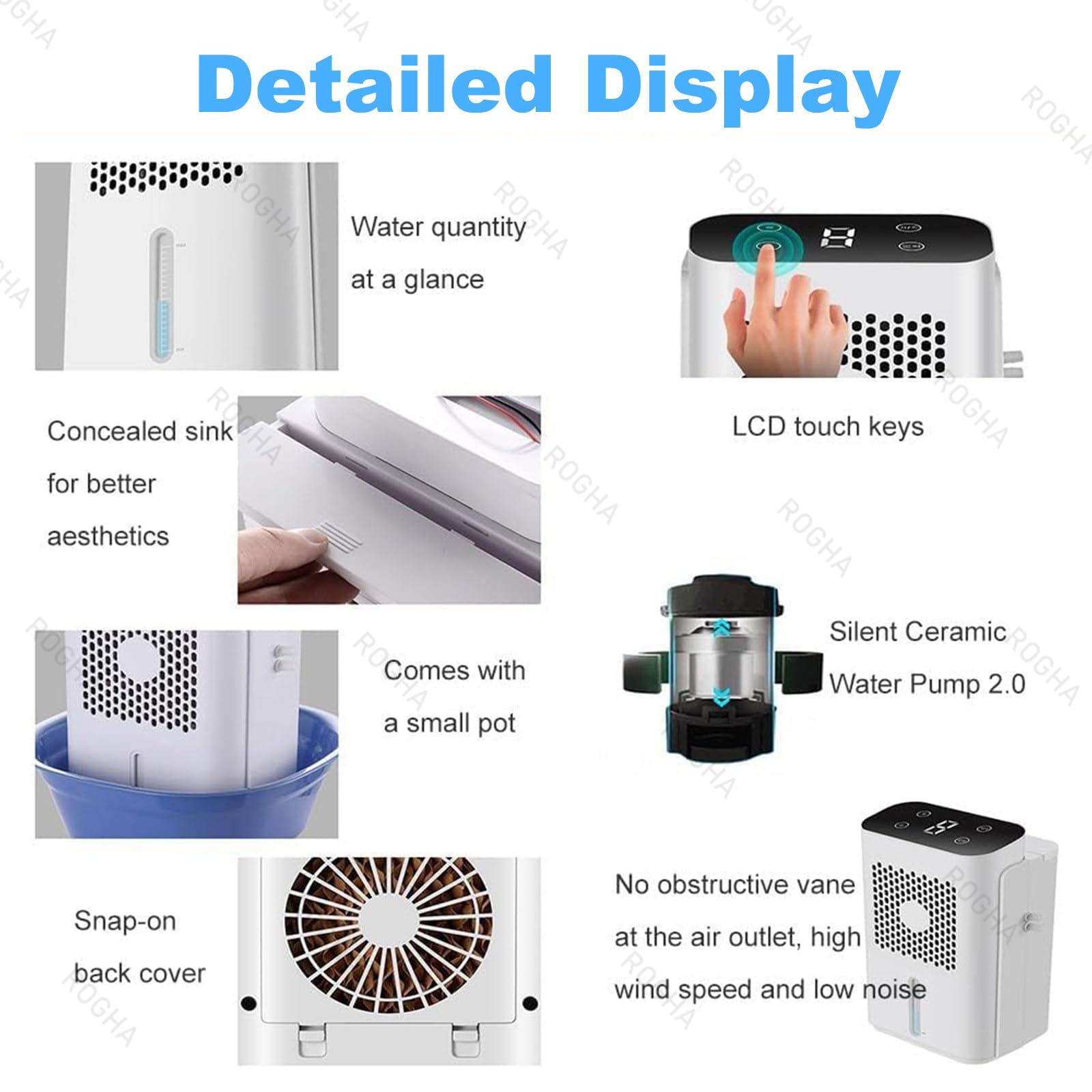Sistem di Raffreddamento rinfrescante per Il Letto, raffreddatore per Letto, Volume dell'Acqua 1,7 Litri, Pannello Touch LCD, Timer 9 Ore, modalità di Raffreddamento Adatta al Sonno