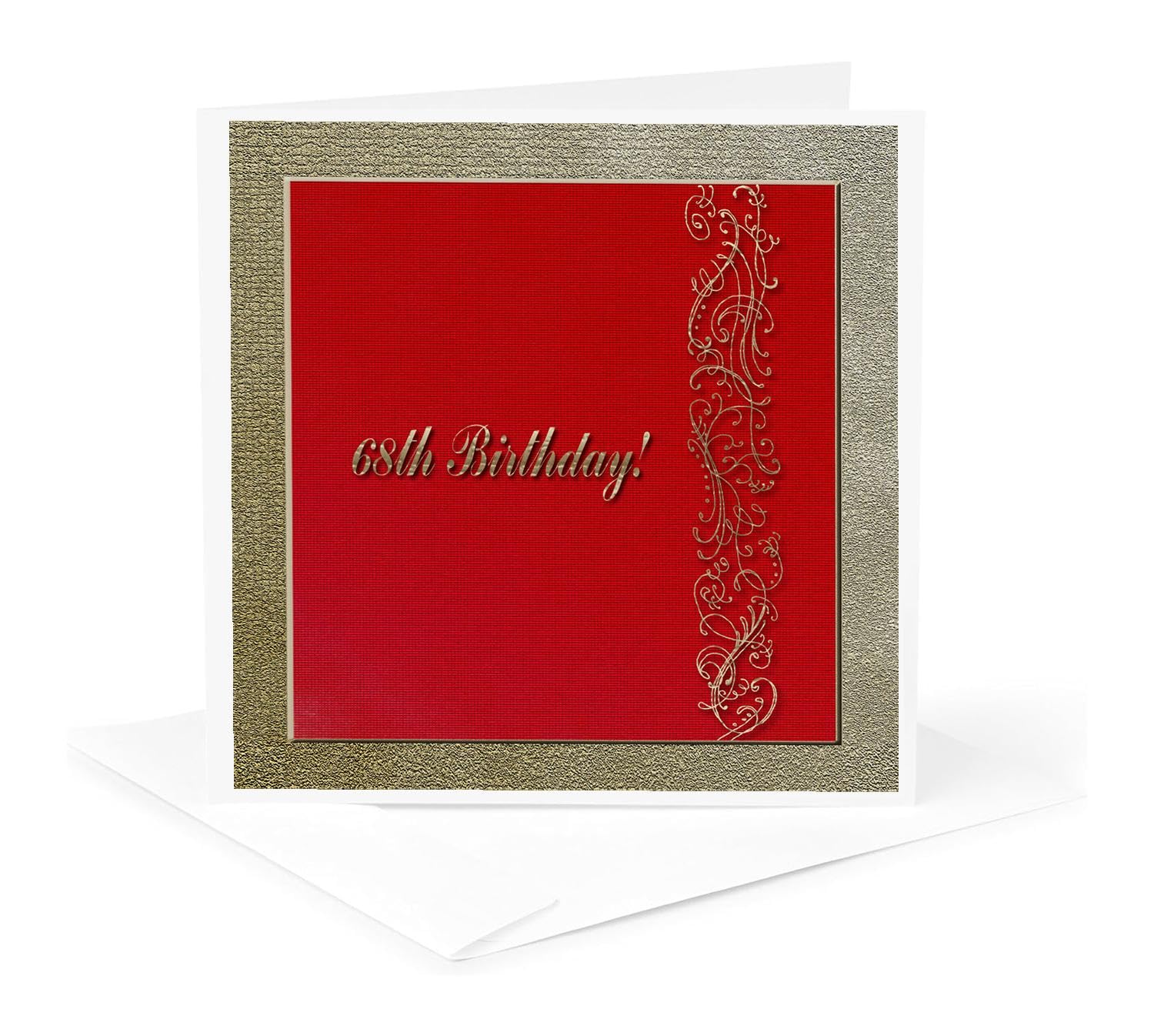 Greeting Card - 68th Birthday Red and Gold Design - Birthday Design
