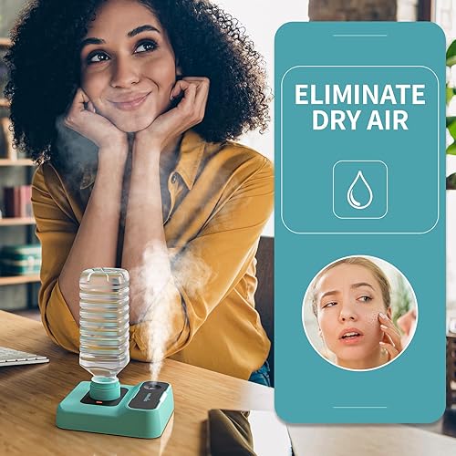 Miniatura 2 de Humidificador de viaje, pequeño humidificador portátil para plantas, dormitorio, oficina, hotel o automóvil, 5000 mAh, funciona con pilas, mini