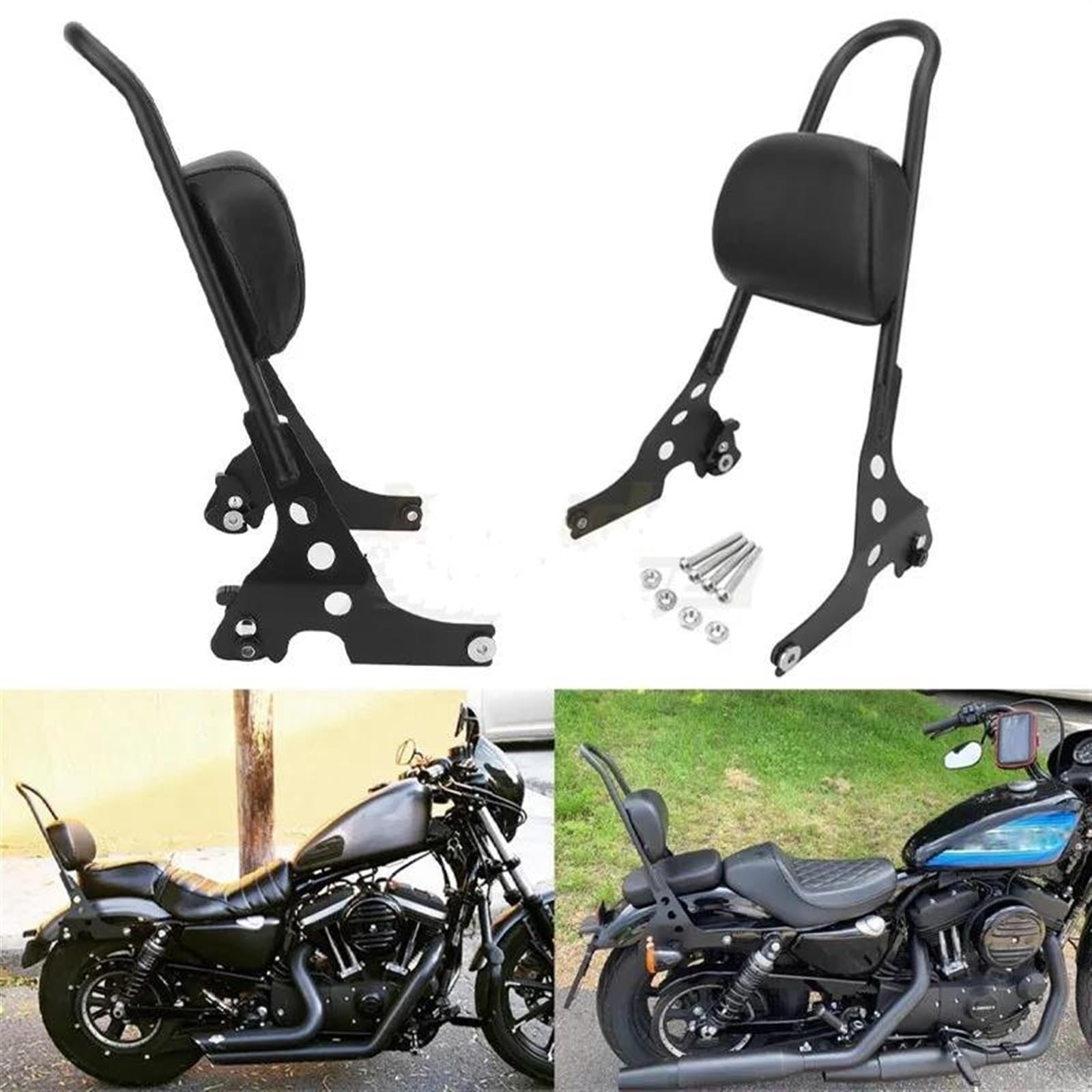 Coussin Appui-Dos Passager Moto En PU Noir - Universel Pour Harley 883, 1200, Forty-Eight - Top Case