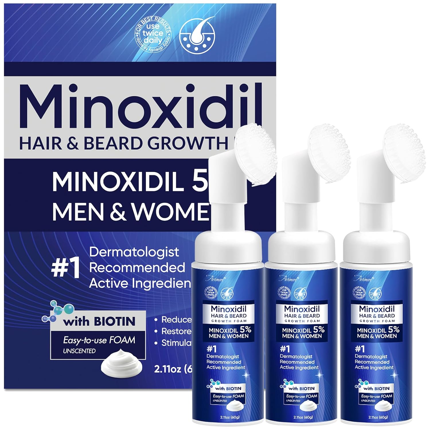 Product image of 5% Minoxidil Foam for Men and Women, Minoxidil for Men Foam for Hair and Beard, Minoxidil for Women Hair Growth (6 Ounce)