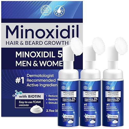 Espuma de minoxidil al 5% para hombres y mujeres, espuma de minoxidil para hombres para cabello y barba, minoxidil para el crecimiento del cabello