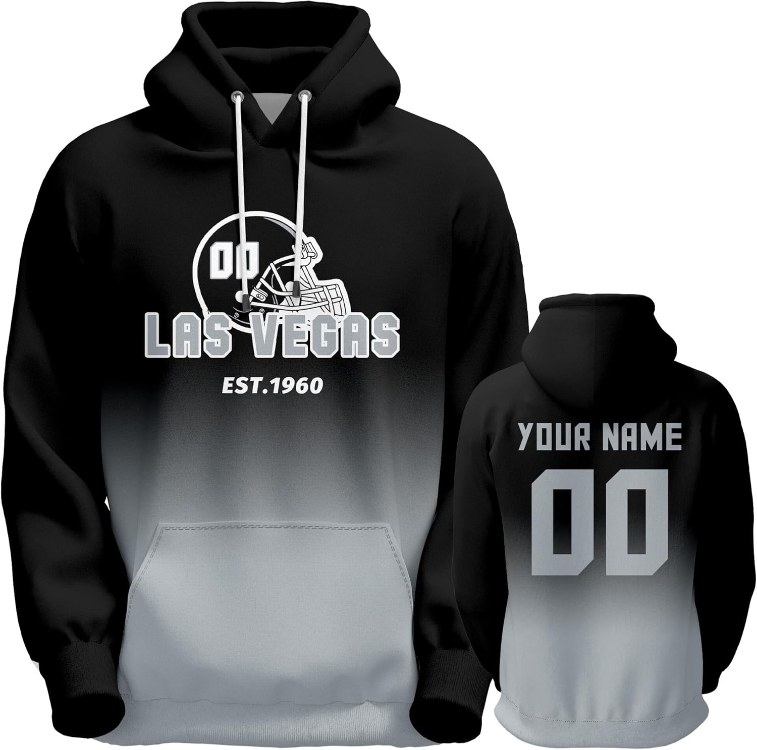 DDJAM Custom Men's Hoodie Football City Fans Gifts for Men Women Youth Pullover Hooded Sweatshirt Personalize Name & Number