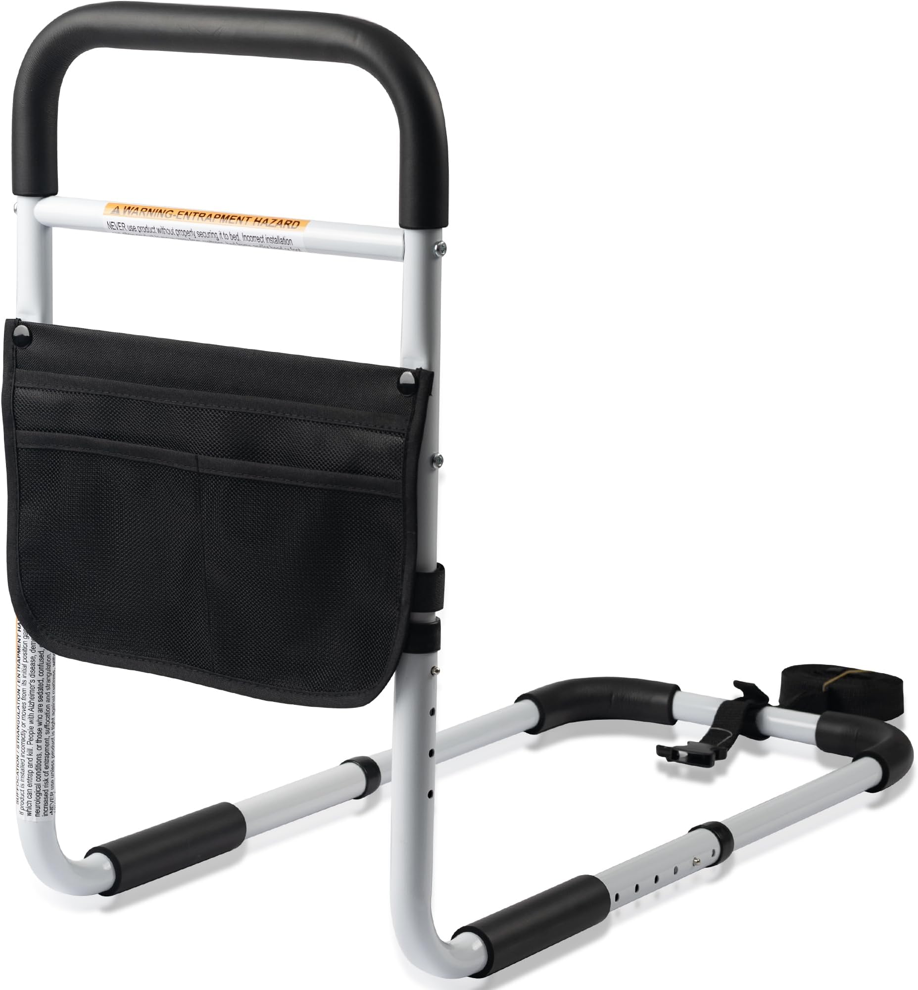 Panta Bed Rails for Elderly Adults, Adjustable Bed Assist Bar for Seniors, Medical Bed Safety Rail with Storage Bag and Fixing Strap, Portable Bed Cane Fit King, Queen, Full, Twin, Medium, Black