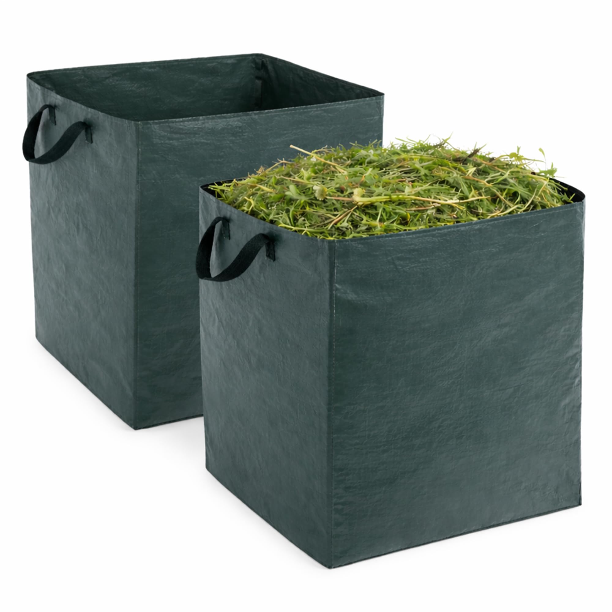 Pack of 2 Heavy Duty Garden Waste Bags - 82L Reusable Waterproof Garden, Rubbish Sacks with Handles, Tear-Resistant, Collapsible, For Grass Trimmings, Leaves, Indoor Storage Bags (82, litres)