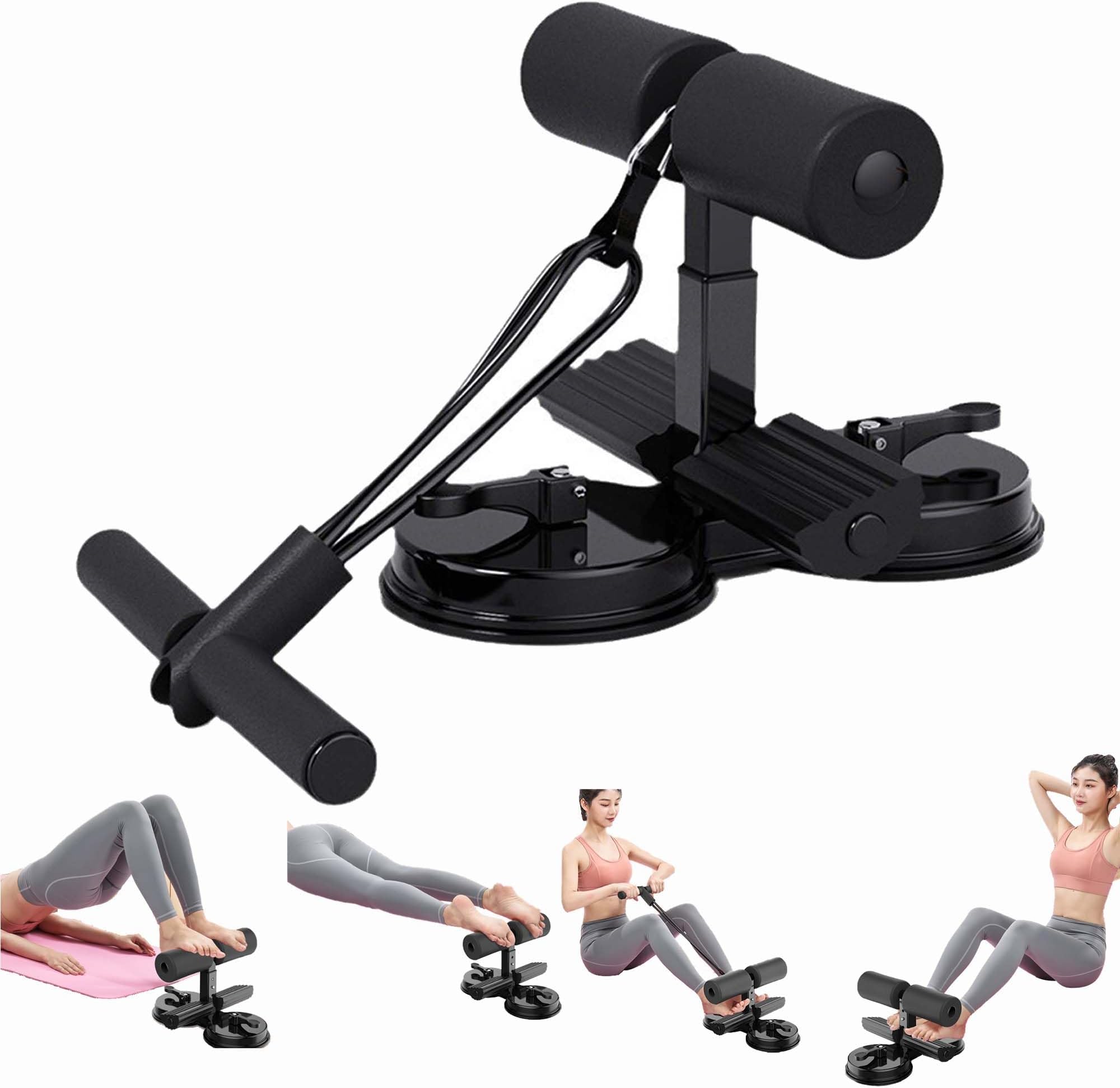 Portable Floor Sit Up Bar, Super Strong Suction Sit Up Assistant Device with 2 Suction Cups, Adjustable Situp Foot Holder Easy for Abdominal Training