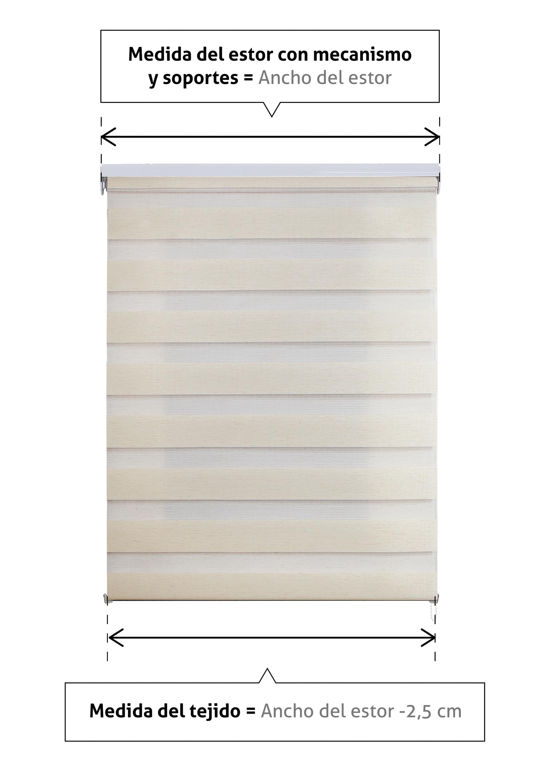 Estores Enrollables Noche y Día Elegantes con Tejido de Doble Caída para Puertas y Ventanas, Estor Noche y Dia de Fácil Instalación con Filtrado de Luz Ajustable STORESBASIC Lino 160x180