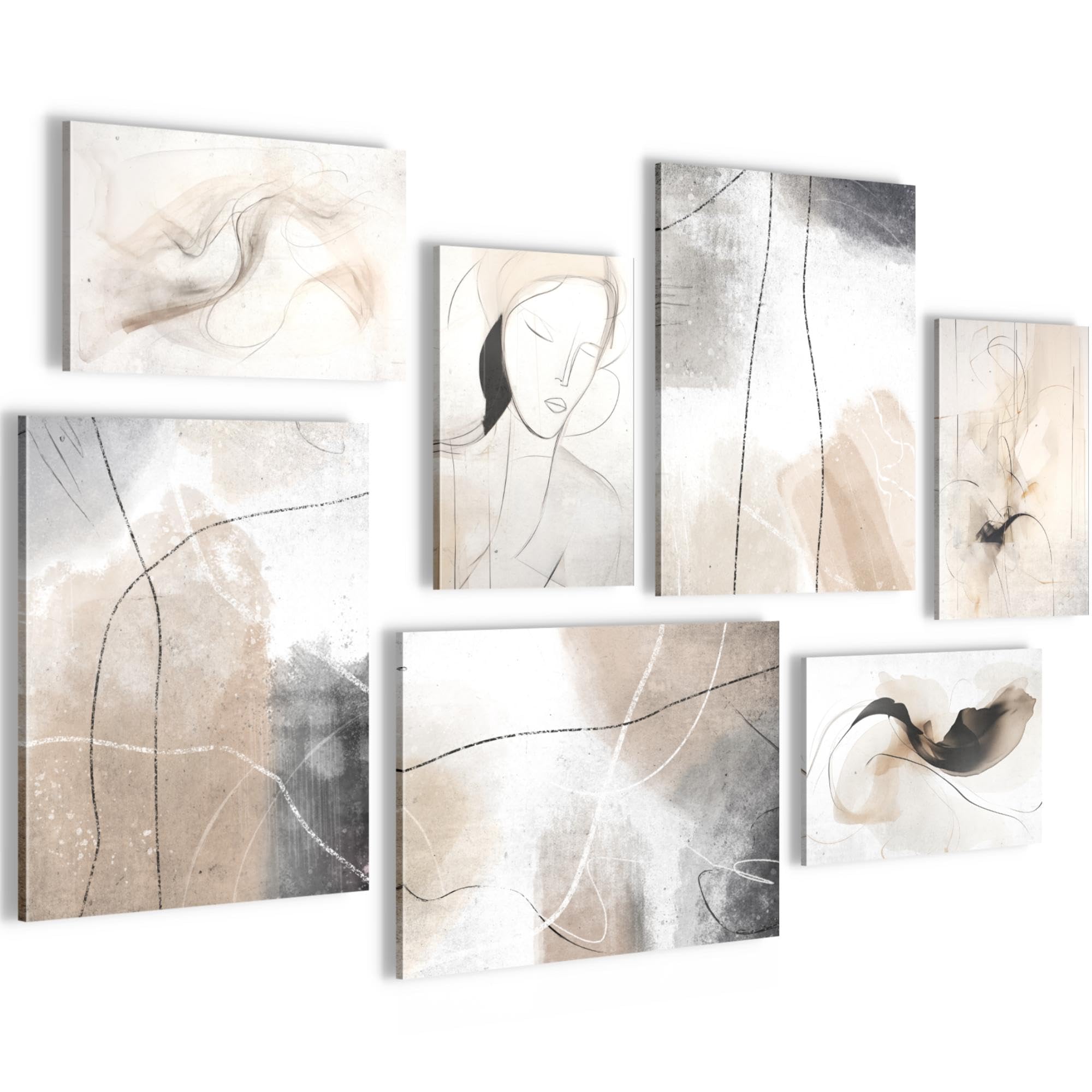 Novart Wall pictures Abstract - COMPLETELY READY TO HANG - Abstract Living Room Bedroom Office - 7 Modern Mood Pictures - N028671a