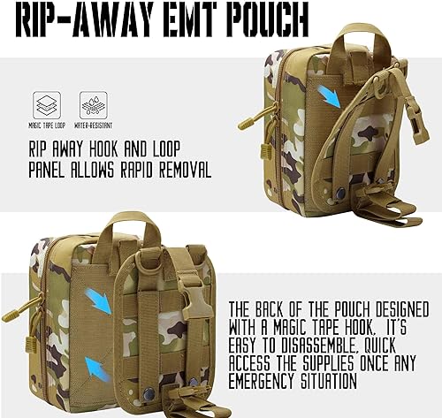 Miniatura 2 de 1000D Molle Ifak bolsa rasgada, táctica rasga, bolsa médica vacía, bolsa militar de primeros auxilios solo para camping, senderismo, viajes