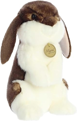 Aurora® Realistic Miyoni® Sitting Pretty™ English Lop Rabbit - Animal de peluche - Detalle realista - Compañerismo apreciado - Marrón 10 pulgadas