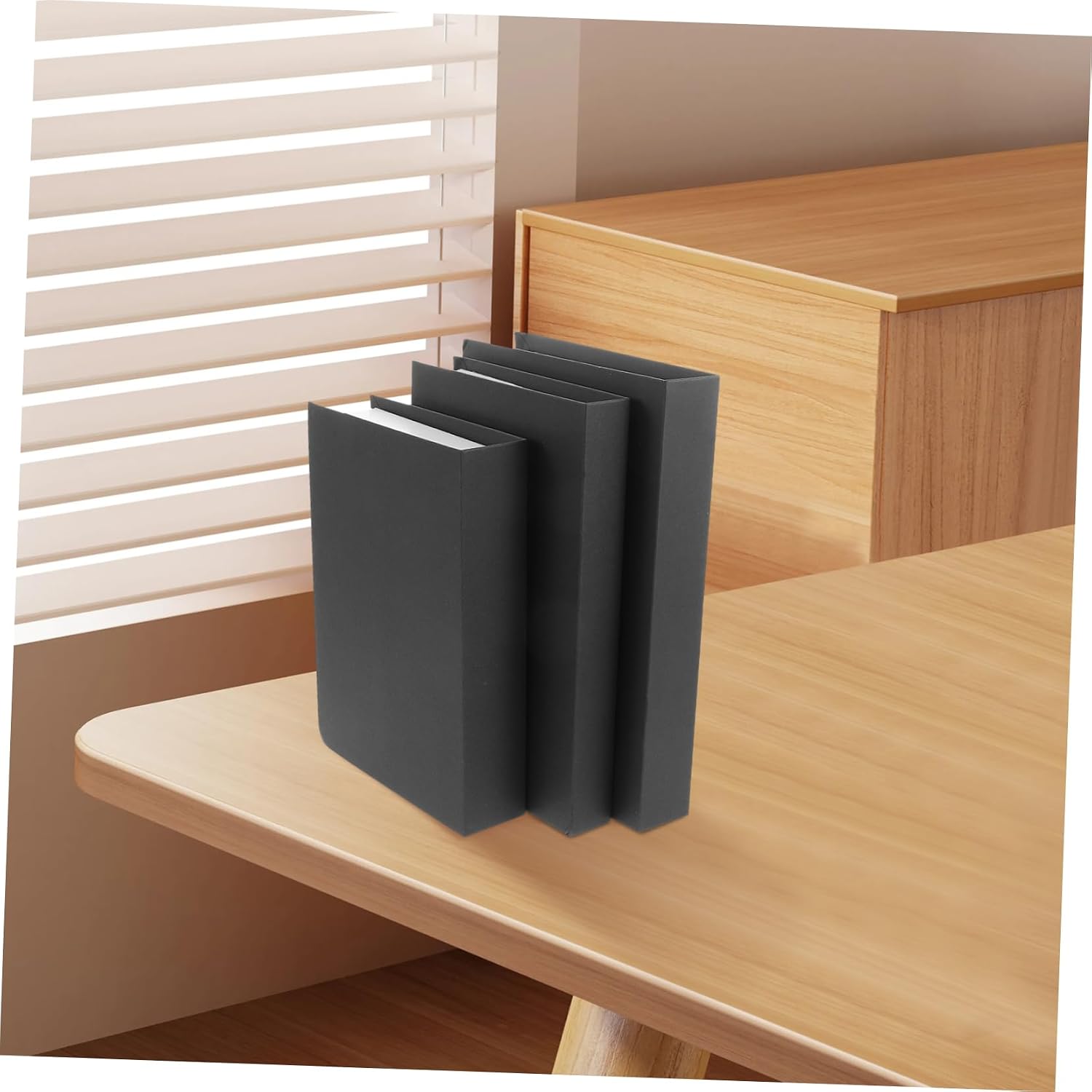 3pcs Decorative Faux Books Realistic Model for Coffee Table Entry Table Bookshelf Decor Black Design for Home Hotel Interiors Aesthetic Book Display