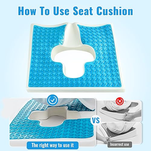 Miniatura 6 de Cojín antiescaras para úlceras por cama, para glúteos, almohada de alivio de presión de fibra para respirar libremente, apertura en forma de T,