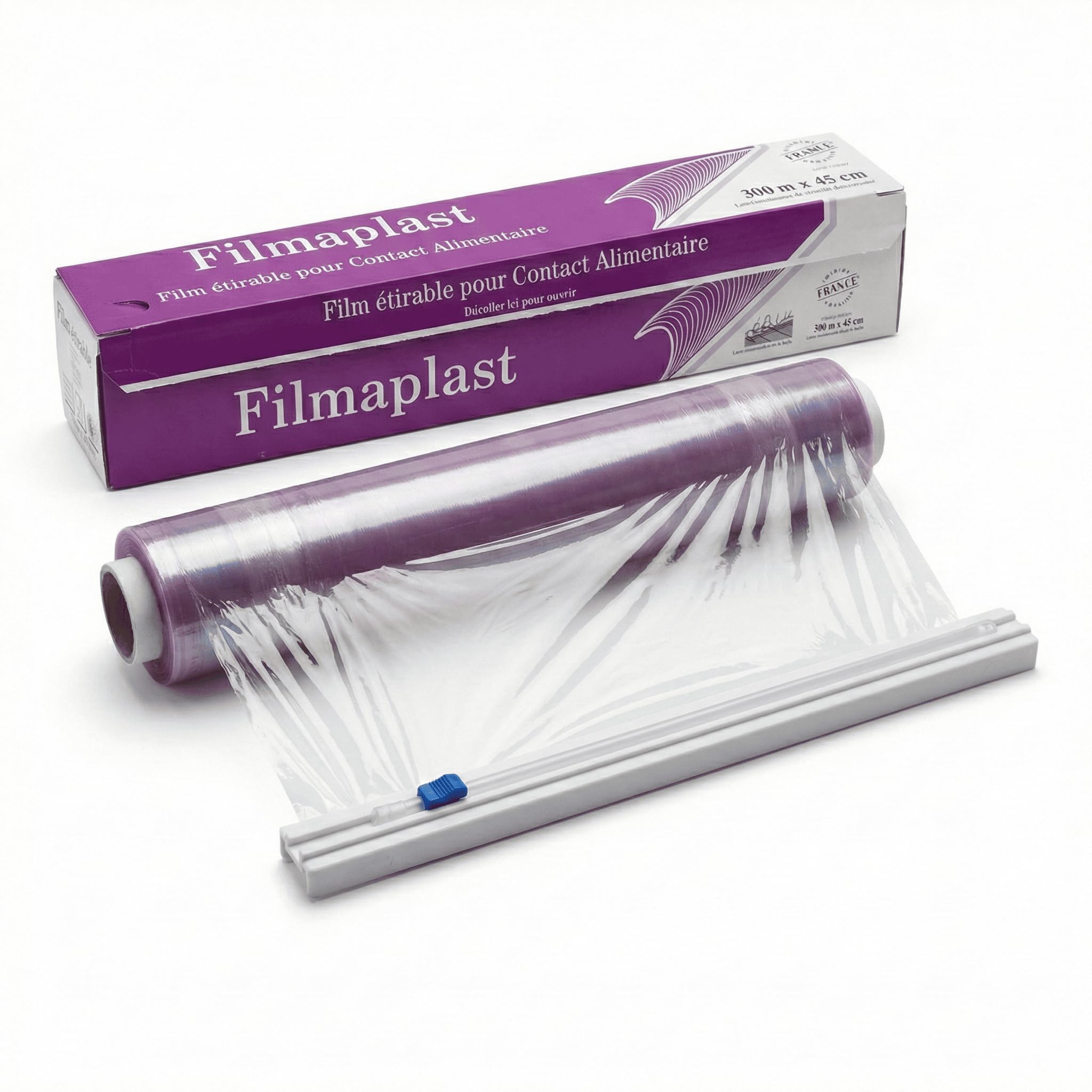 Lot de 6 Film Étirable Alimentaire 300m x 30cm avec Coupe-Film Zip - Boîte Distributrice Inclus - Rouleau Cellophane Pro Sans BPA 1800m