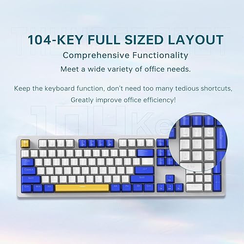 Miniatura 3 de Thunderobot Teclado mecánico con cable K104, diseño de 104 teclas de tamaño completo, perfecto para el trabajo y los juegos, enchufes