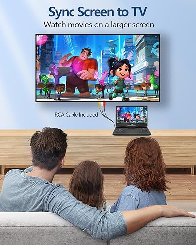 Miniatura 5 de Arafuna Reproductor de DVD portátil de 15.9 pulgadas para automóvil, pantalla giratoria HD de 14.5 pulgadas con batería recargable de 5 horas,