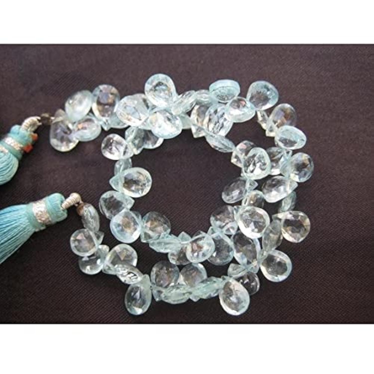 Aigue-marine naturelle véritable en fil de 4" pour éliminer les fausses pierres