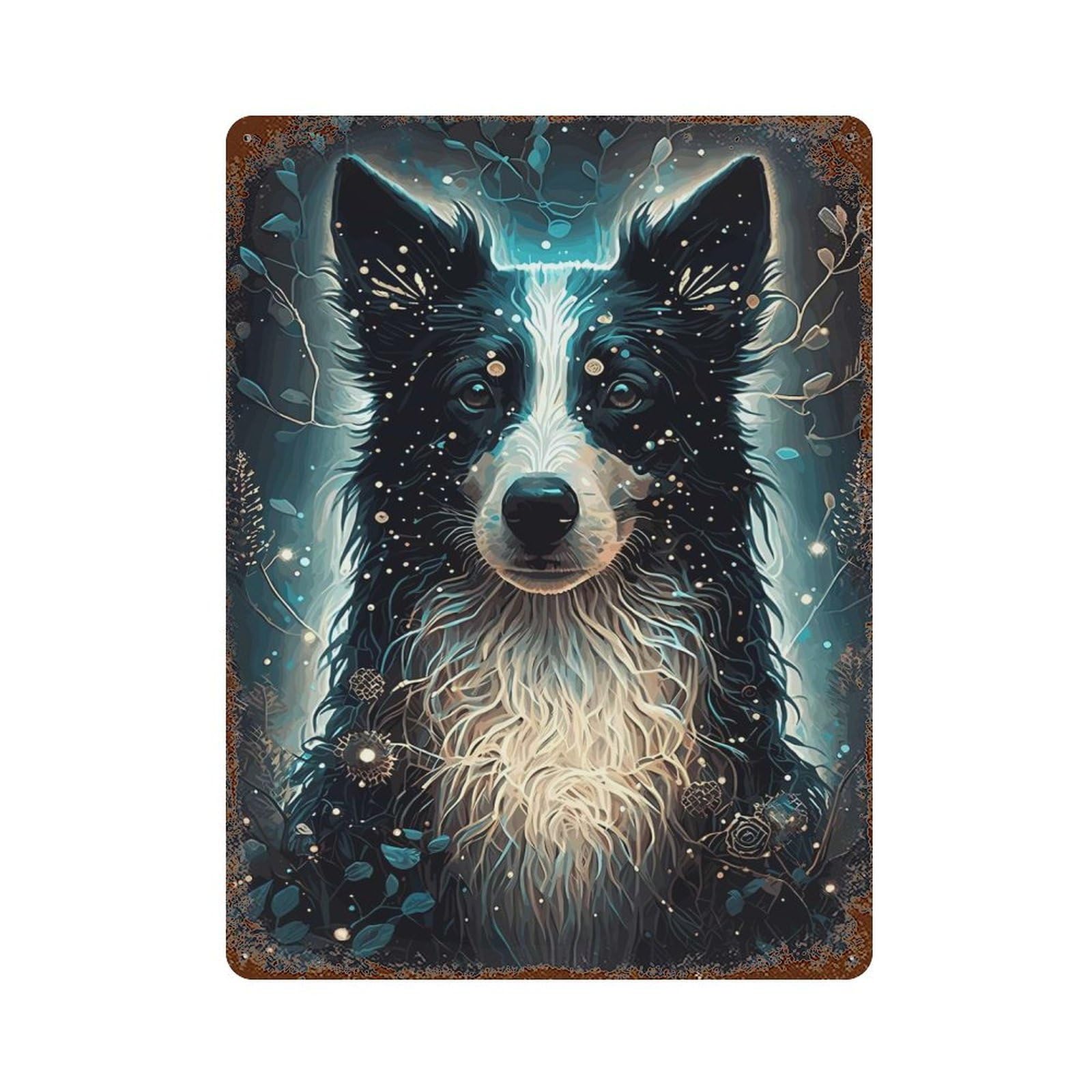 Border Collie Dog Retro Metal Sign 15.7"x11.8", Shabby Chic Decor for Garage, Pub Or Kitchen