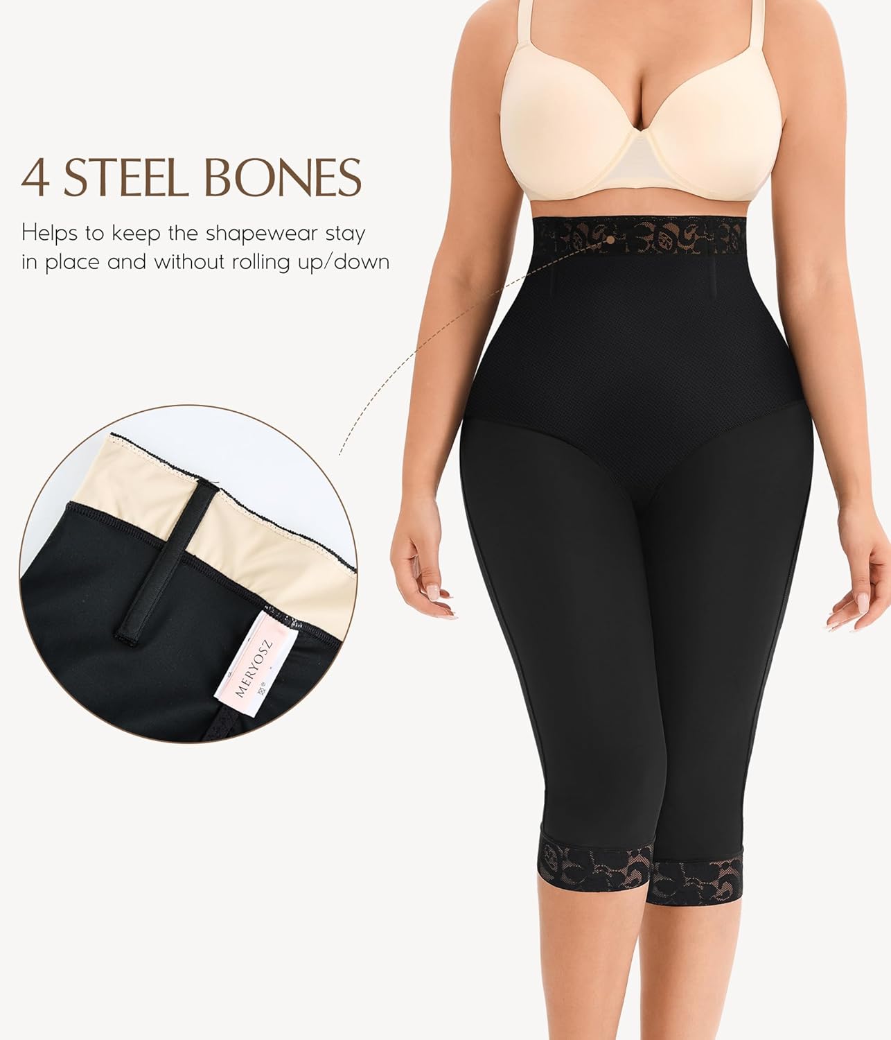 MERYOSZ Shapewear Tummy Control Shorts Body Shaper High Waisted Butt Lifting Panties Thigh Slimmer Capri Girdles - Image 4