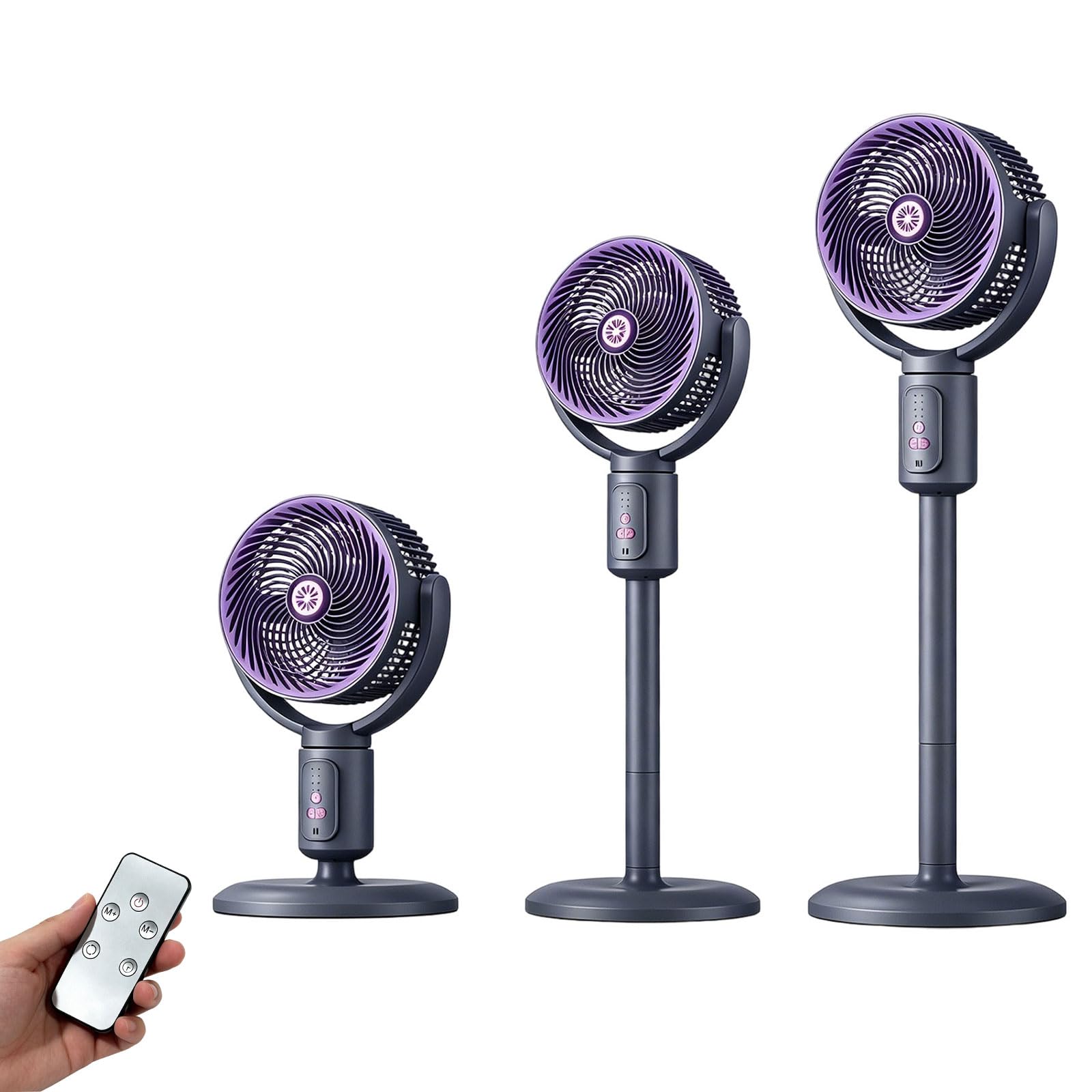 Standing Fan for Bedroom, 2026 Upgraded Whole Room Air Circulator, 30dB Quiet DC Motor Cooling Device, 90° Oscillating Pedestal with Remote, 3 Speeds, USB, Adjustable Height for Home (Gray-Smart)