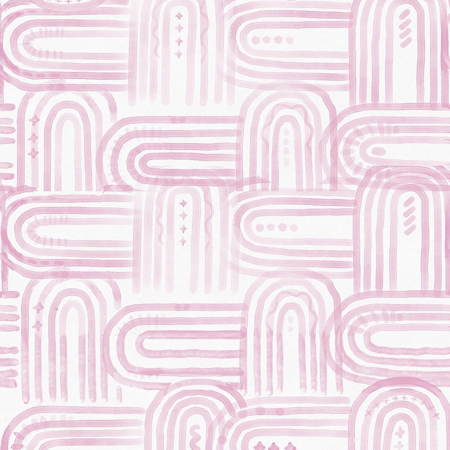 Modern Peel and Stick Wallpaper Boho Pink and White Contact Paper 17.3"x120" Geometric Abstract Wall Paper Removable Self Adhesive Wallpaper for Bedroom Bathroom Cabinet Decor Vinyl