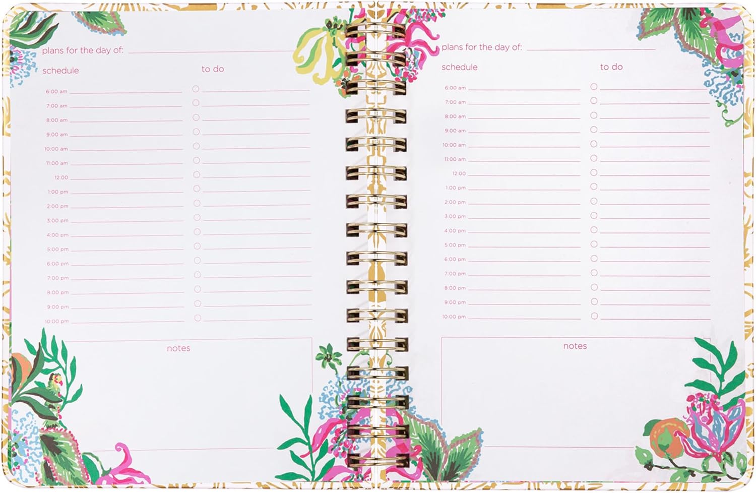 Lilly Pulitzer Undated To Do Planner, Hardcover Daily Planner, Personal Organizer with Hourly Schedules and Notes Pages, Gold Metallic Dandy Lions