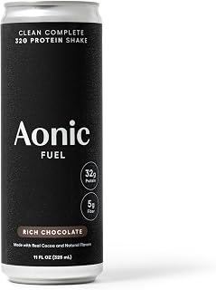 Aonic Fuel 32g Protein Shake, Lactose-Free, Complete Amino Acid Profile, 5g Fiber, No Added Sugar, Made with Real Cocoa, 11 fl oz (Pack of 12) - Rich Chocolate