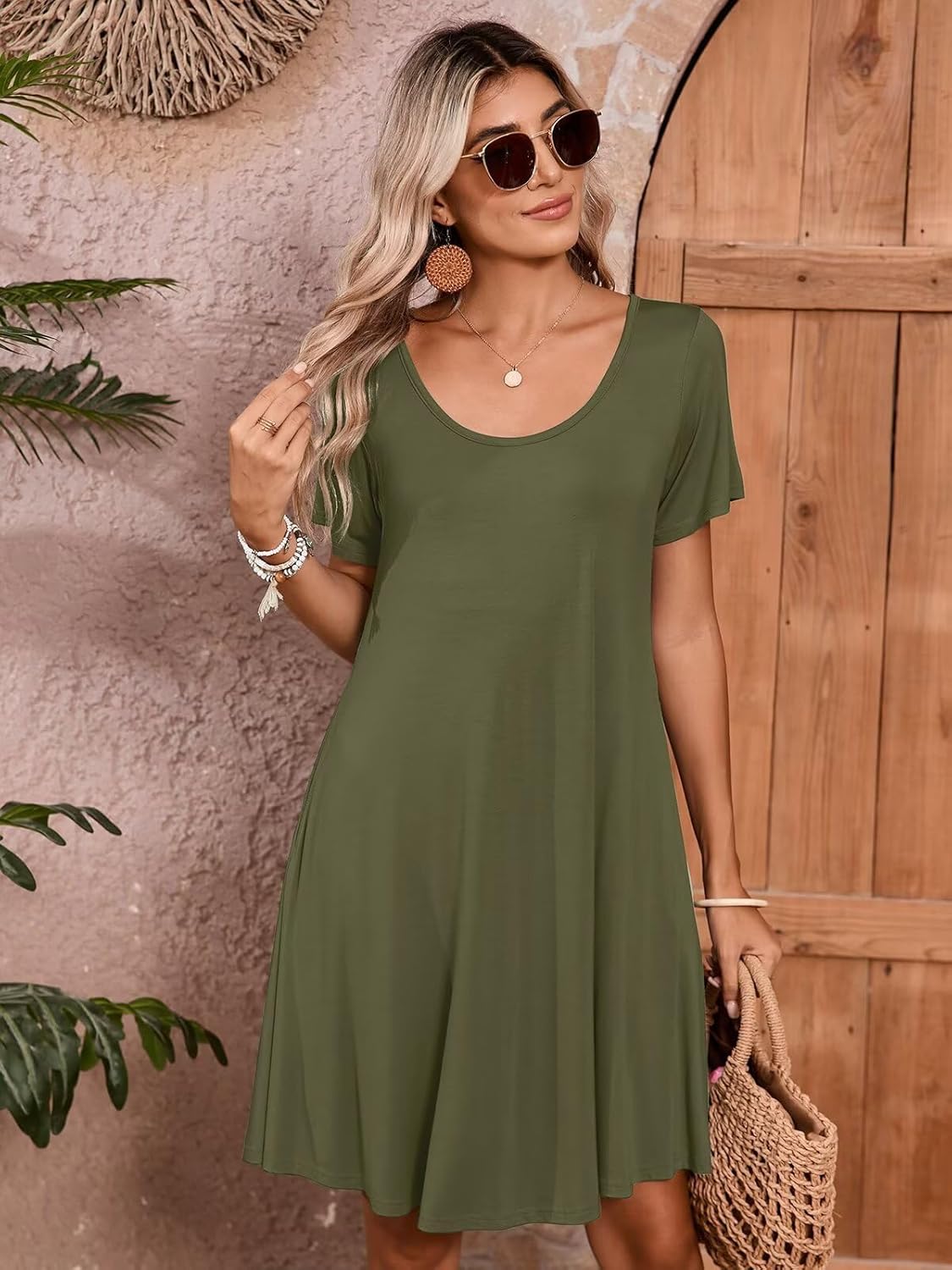 BELAROI Womens Plus Size Casual Dresses Summer Tshirt Dress Swing Short Sleeve Vacation Beach Coverup - Image 3