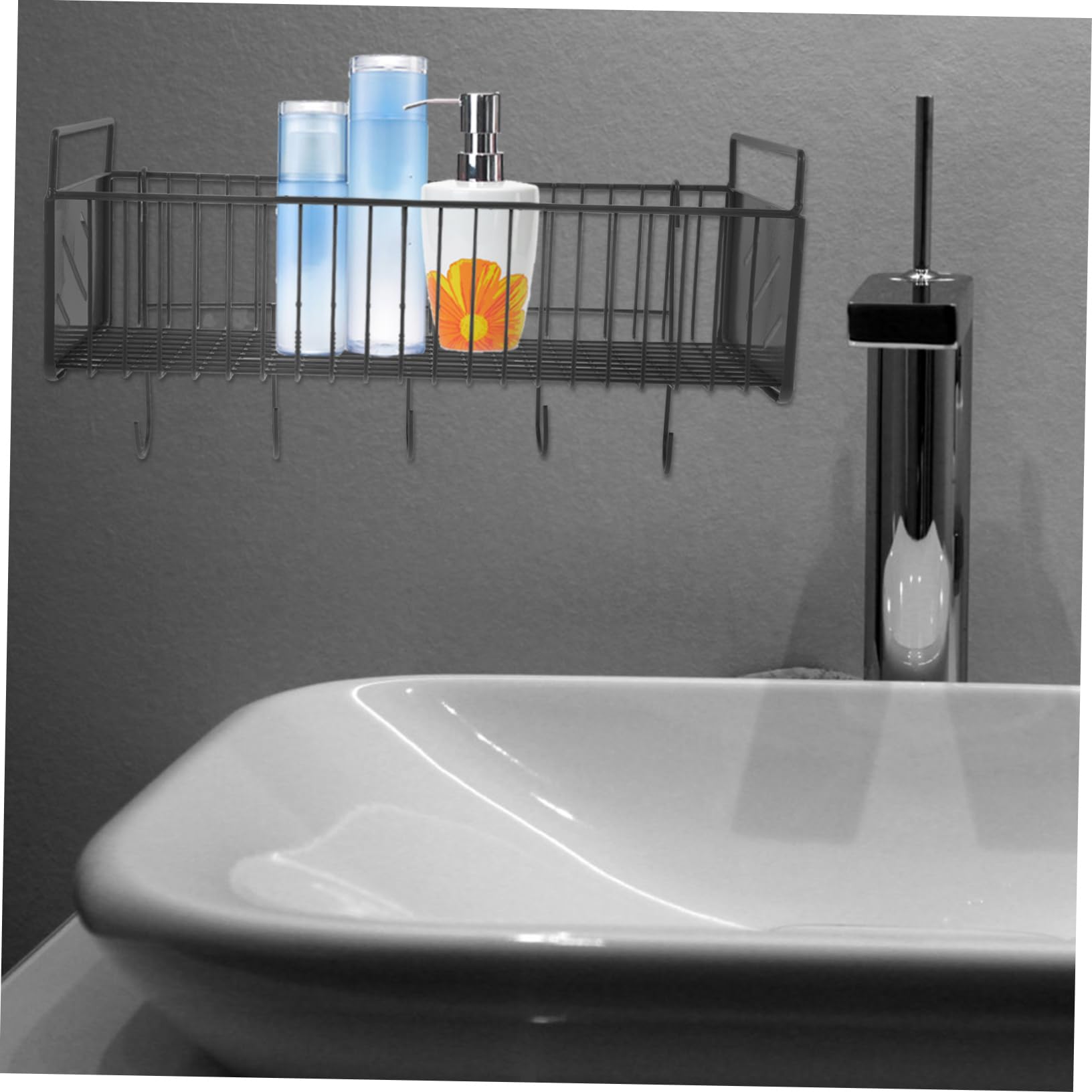 Wandregal Zur Badezimmeraufbewahrung Aus Wandhalterung Für Toilette Aufbewahrungsregal Für Shampoo-flaschen Kosmetika Und Toilettenartikel Schlichtes Design Und Stabile