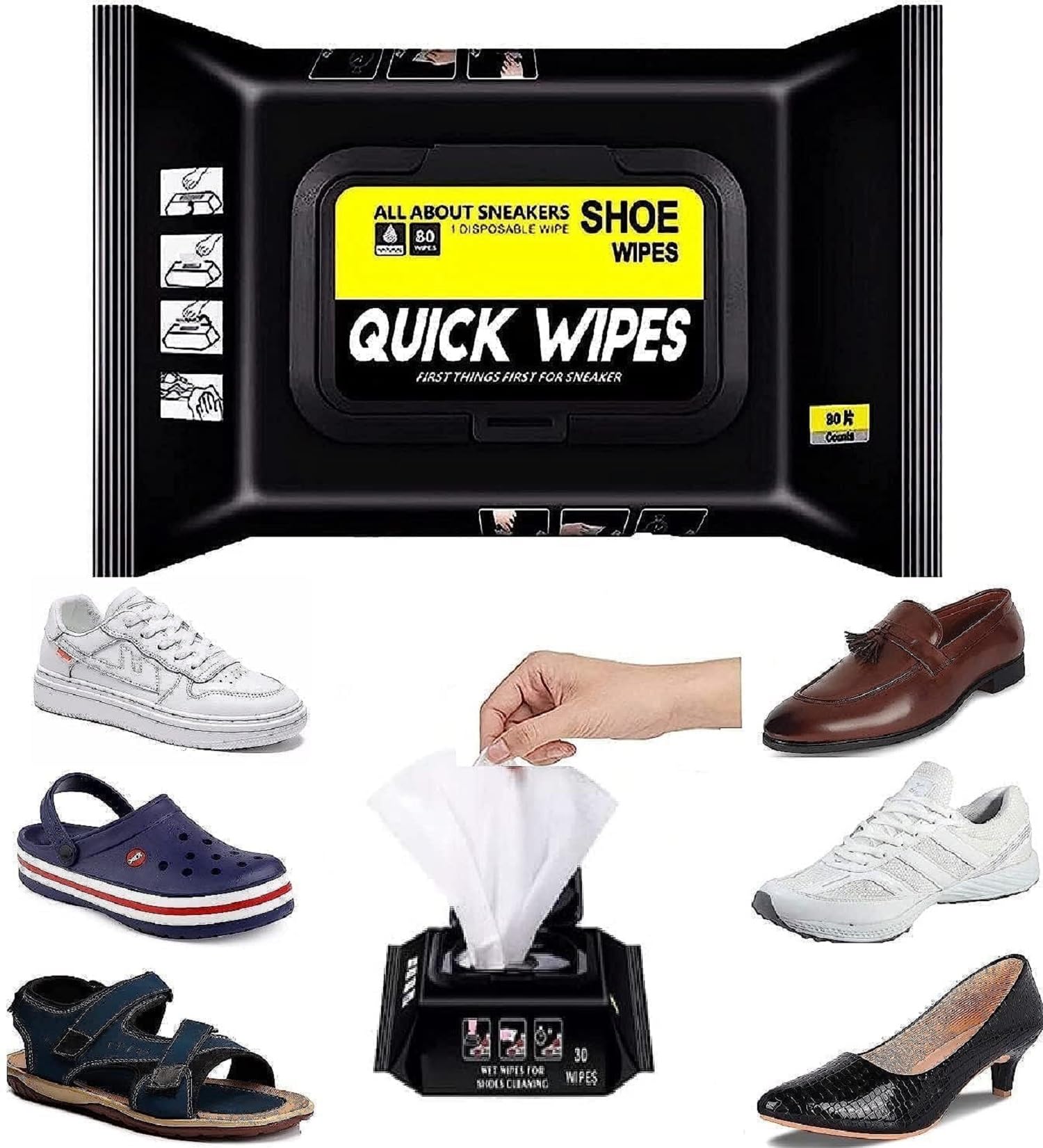 Shoe Wipes Sneaker Wipes Instant Sneaker Cleaner Shoe Cleaning Wipes Sneaker Wipes for Shoes Quick Remove Dirt Stain Shoe Cleaner Wipes Shoe Wipes for Sneakers Cleaning Kit (Pack of 1 (80 Wipes)) (B0CY8Q51W7) Amazon Price History, Amazon Price Tracker
