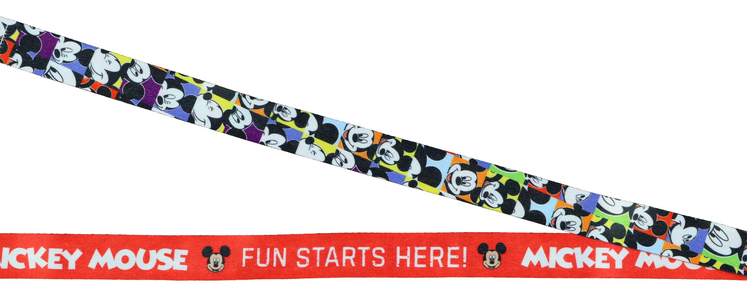 Disney Smycz z myszką Miki Fun Starts Here, z uchwytem na identyfikator i gumową zawieszką 5 cm