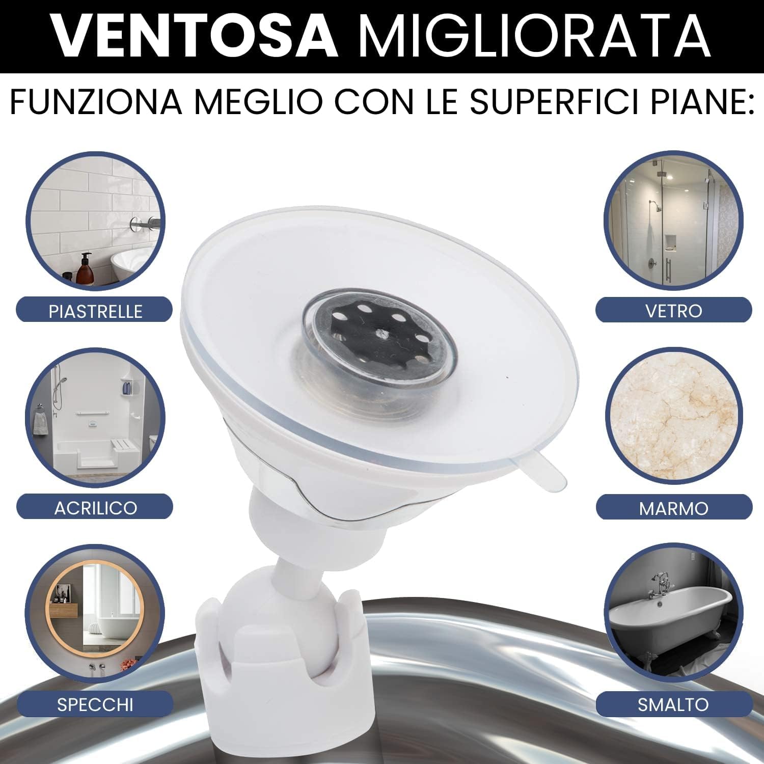 Mirrorvana Specchio doccia antiappannamento con ventosa potente e porta rasoio, infrangibile da parete per bagno e rasatura, 20 cm x 18 cm