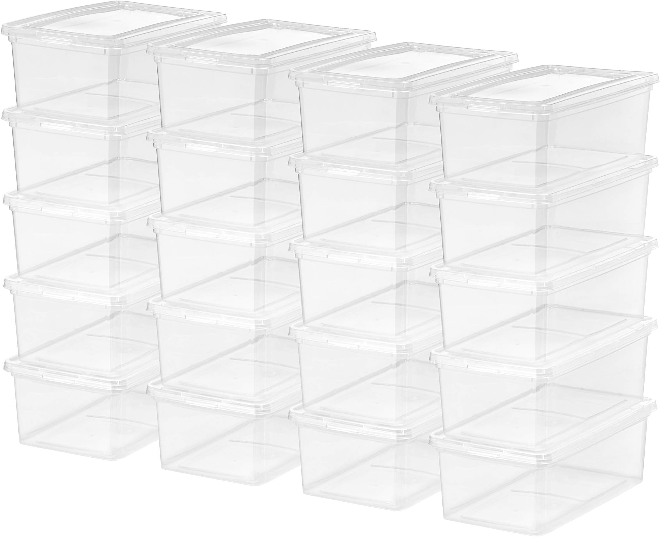 Mainstays 5 Quart Shoe Box Storage, Clear, 20 Pack