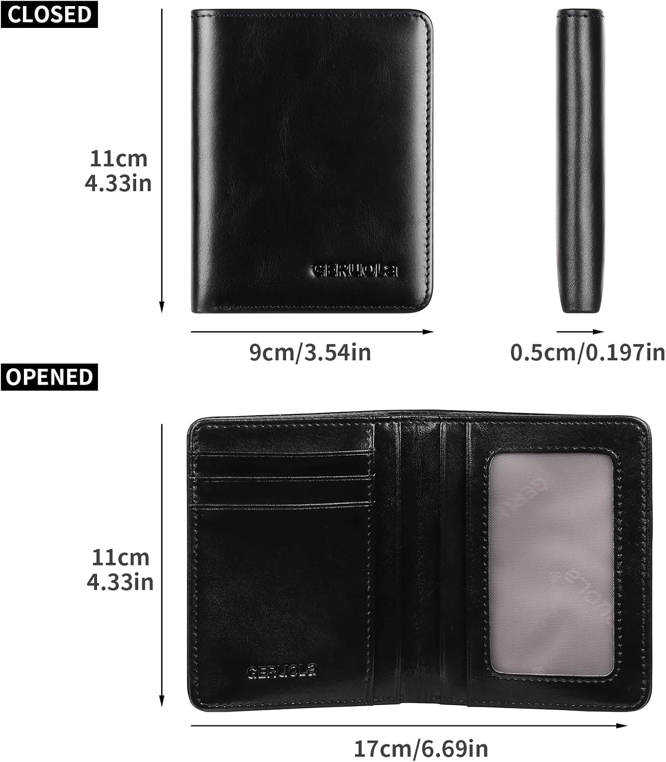 Small Vertical RFID Blocking Wallets for Men ,Bifold Slim Men Wallet Genuine Leather Thin, Compact & Stylish with Clear ID Windows - Image 8