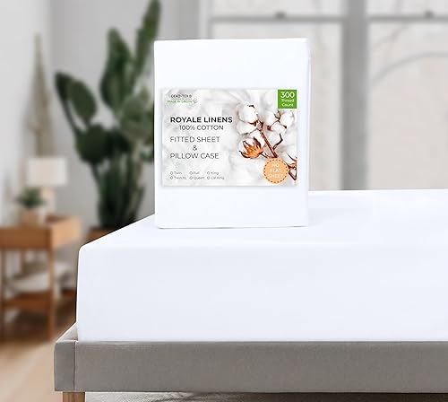 Miniatura 9 de Royale Linens Sábana bajera con funda de almohada, sábana bajera individual con 1 funda de almohada, 300 hilos, 100% algodón orgánico, se adapta a