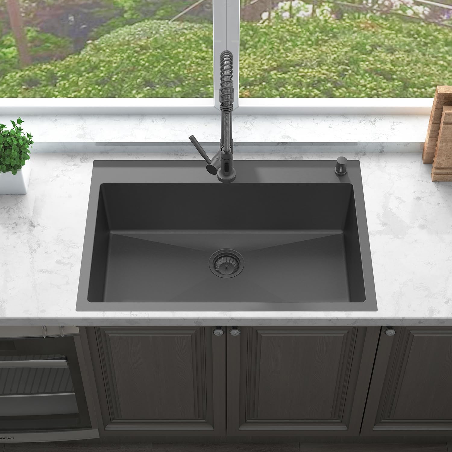 Black Kitchen Sink, Topmount Stainless Steel Bar Sink 30x22x9 Inch Drop ...