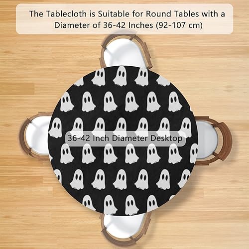 Vista 369 de Pardick Mantel redondo elástico con diseño de hojas de otoño, mantel redondo ajustable de 36 a 42 pulgadas, mantel circular impermeable, lavable