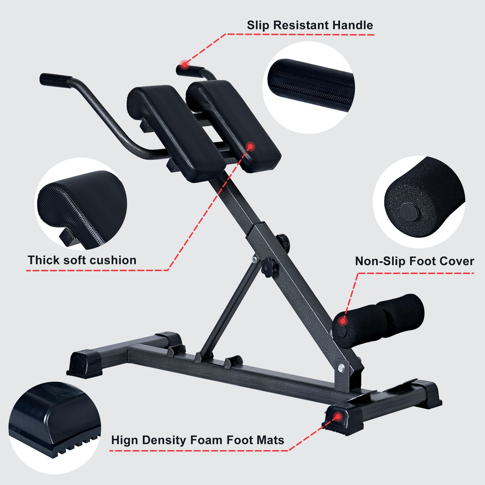 soges Banc Romain Pliable - Améliore la Posture, Soulage le Mal de Dos & Gain de Place - 100 kg Capacité de Charge, 3 Angles & 7 Niveaux de Réglage pour la Maison